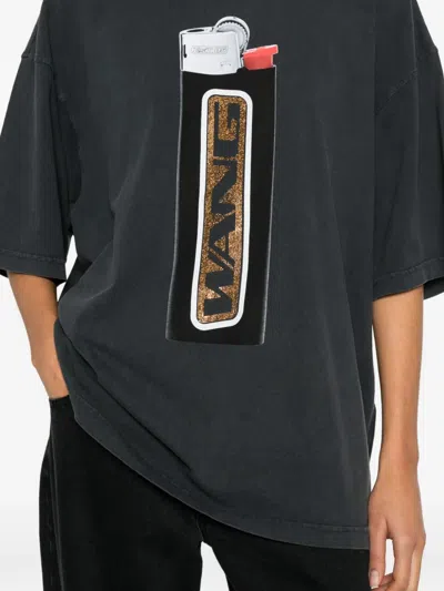 Alexander Wang Black Oversized Graphic T-shirt In Black