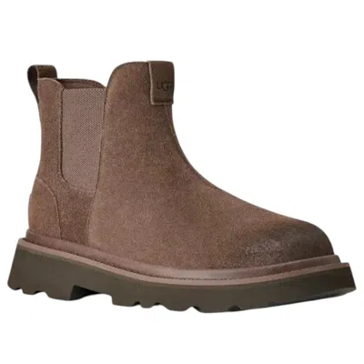 Ugg Chunky Sole Round Toe Boots With Pull Tab In Brown