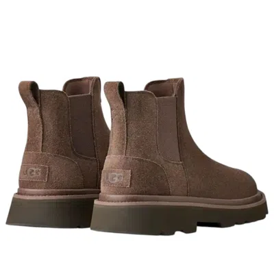 Ugg Chunky Sole Round Toe Boots With Pull Tab In Brown