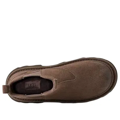 Ugg Chunky Sole Round Toe Boots With Pull Tab In Brown