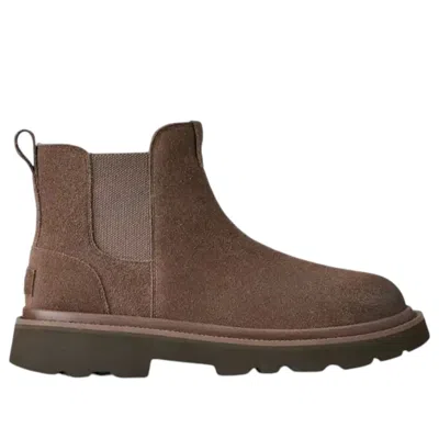 Ugg Chunky Sole Round Toe Boots With Pull Tab In Brown