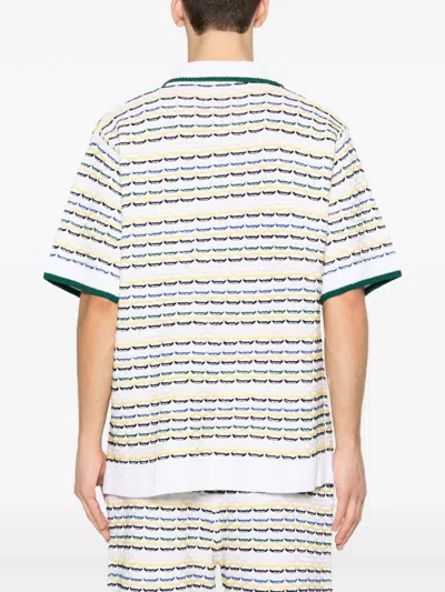 Casablanca Cotton Tuck Stitch Button-up Sweater In White