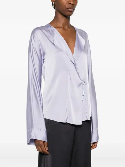 Forte Forte Wrap-tie Blouse In Gray