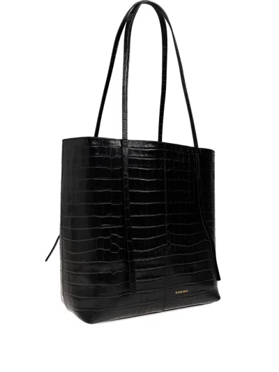 By Malene Birger Abilso Croc-embossed Tote Bag In Black
