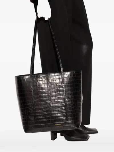 By Malene Birger Abilso Croc-embossed Tote Bag In Black
