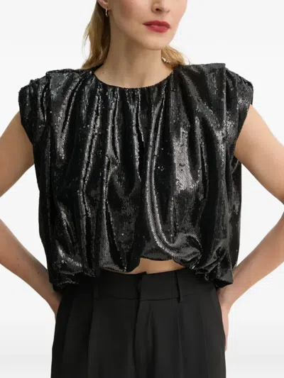 Mmc Studio Sequin Cropped Top In Black