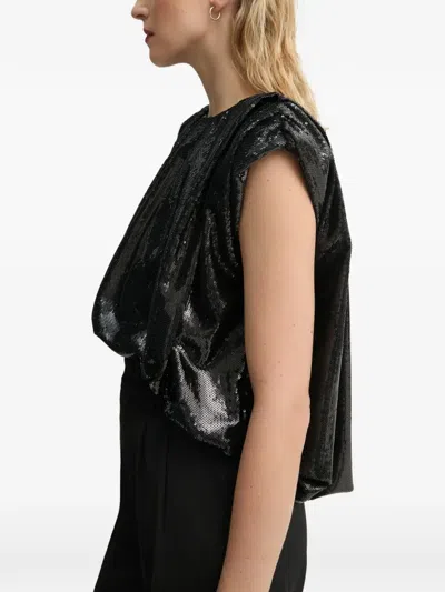 Mmc Studio Sequin Cropped Top In Black