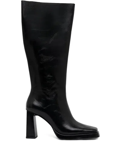 Jeffrey Campbell Maximal-3 Square-toe Knee-high Boots In Black