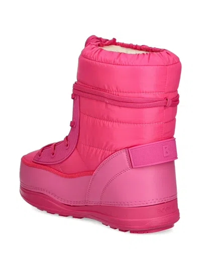 Bogner Quilted Lace-up Snow Boots In Pink