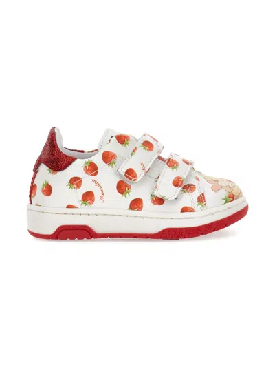 Monnalisa Strawberry-print Glitter Sneakers In Multi
