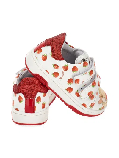Monnalisa Strawberry-print Glitter Sneakers In Multi