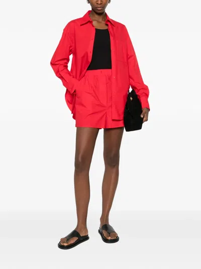 The Frankie Shop Elastic Waist Shorts In Red