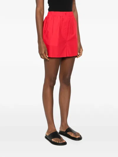 The Frankie Shop Elastic Waist Shorts In Red