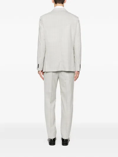 Caruso Norma Double-breasted Check-pattern Suit In Gray