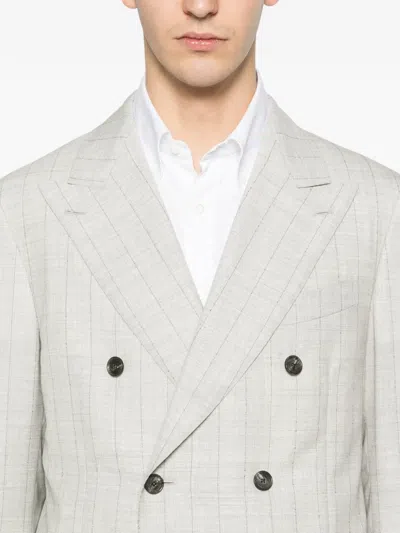 Caruso Norma Double-breasted Check-pattern Suit In Gray