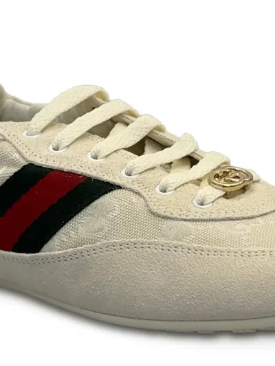 Gucci Cream Calf Leather Bos Taurus Low Top Sneakers In Neutral