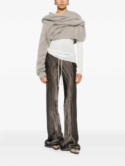 Rick Owens Drawstring Panelled Trousers In Brown