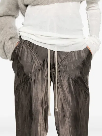 Rick Owens Drawstring Panelled Trousers In Brown