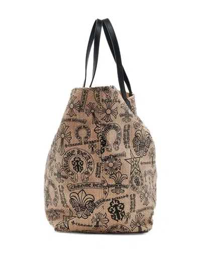 Chrome Hearts Stencil-monogram Cross Tote Bag In Brown