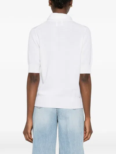 Allude Bow Buttoned Pullover In White