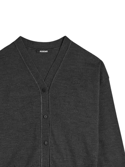 Jacquemus V-neck Buttoned Cardigan In Gray