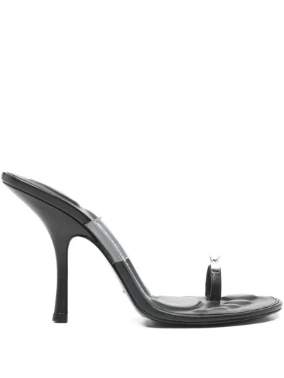 Alexander Wang Bianca 105mm Sandal With Crystal Toe Ring In Black