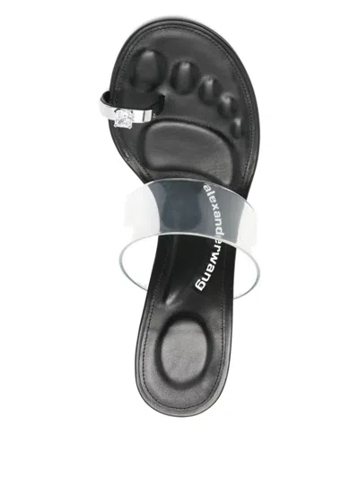 Alexander Wang Bianca 105mm Sandal With Crystal Toe Ring In Black
