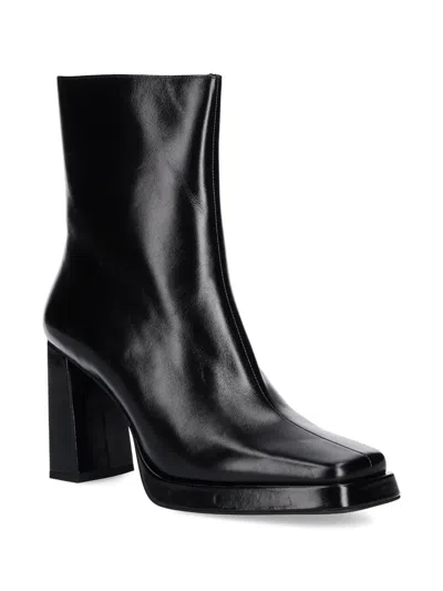 Jeffrey Campbell Square-toe Zip-up Ankle Boots In Black