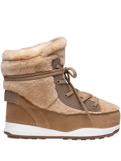 Bogner Fur Lace-up Snow Boots In Brown