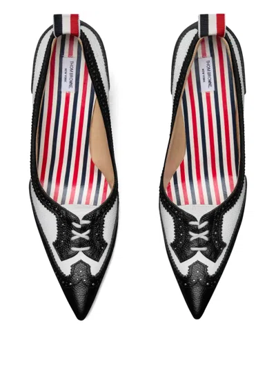 Thom Browne Wingtip Pebble-grain Pumps In Multi