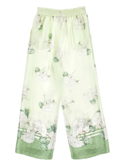 Monnalisa Floral-motif Polka-dot Trousers In Multi