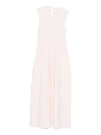 Cecilie Bahnsen Gathered Sleeveless Midi Dress In Pink