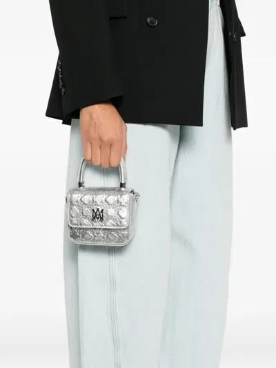 Amiri Embossed Top Handle Mini Bag In Silver