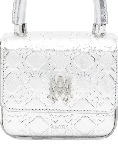 Amiri Embossed Top Handle Mini Bag In Silver