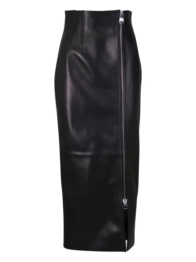Khaite Gres Zip Midi Skirt In Black