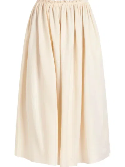 Gabriela Hearst Chiara Pleated Midi Skirt In Ivory Textured Linen In Neutral