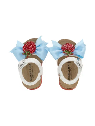 Monnalisa Beaded-bow Sandals In Multi