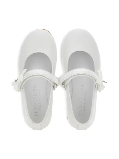 Monnalisa Bow Charm Ballerinas In White