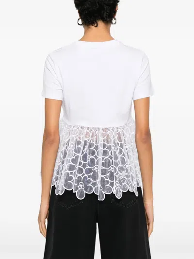 Cecilie Bahnsen Lace-detail T-shirt In White