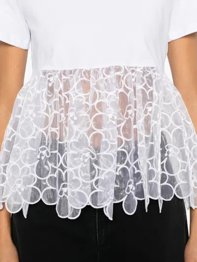 Cecilie Bahnsen Lace-detail T-shirt In White