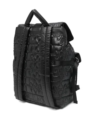 Ganni Quilted Backpack With Buckle Closure And Adjustable Straps In Black