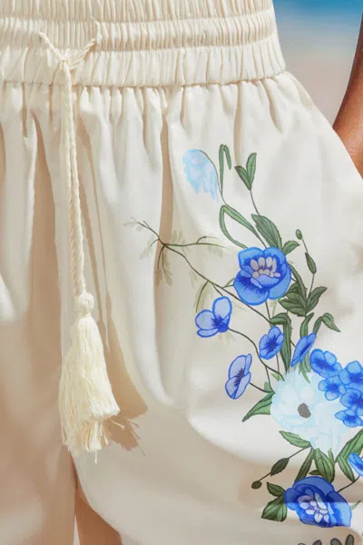 Cupshe Blue Blossoms Floral Cover-up Shorts In Neutral
