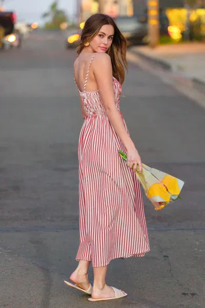 Cupshe Starlight Mint Striped Maxi Dress In Red