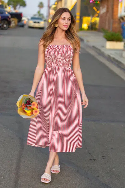 Cupshe Starlight Mint Striped Maxi Dress In Red