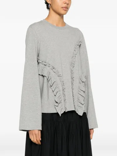 Cecilie Bahnsen Ruffled Top In Gray
