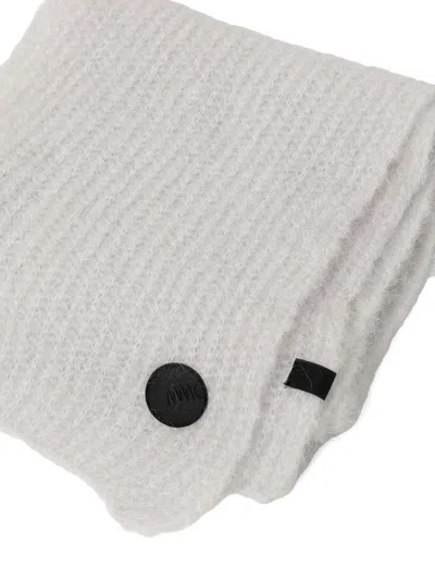 Mmc Studio Textured Logo-patch Scarf In Gray