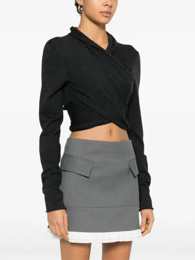 Alberta Ferretti Draped Top In Black