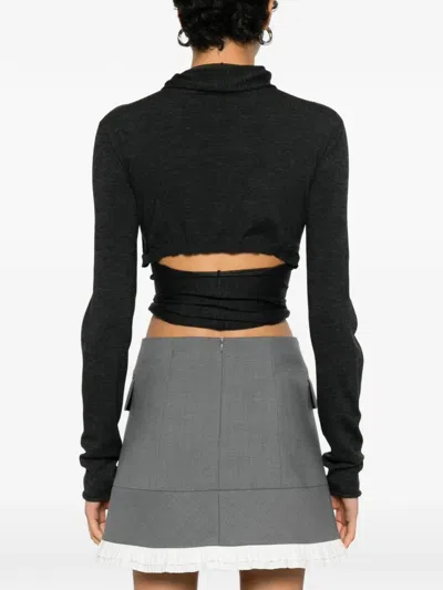 Alberta Ferretti Draped Top In Black