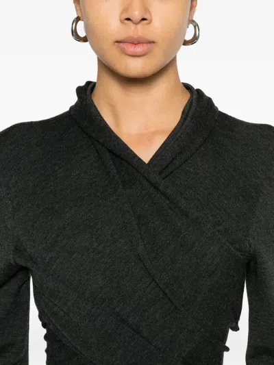 Alberta Ferretti Draped Top In Black