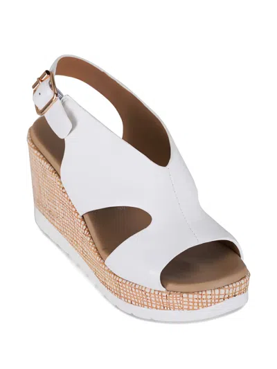 Ron White Dacota Leather Wedge Sandals In White